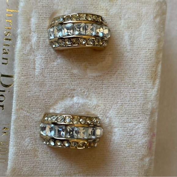 Beautiful vintage Christian Dior, gold tone with cubic zirconia, square & round - Picture 5 of 7